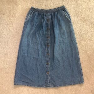 Vintage denim button down skirt